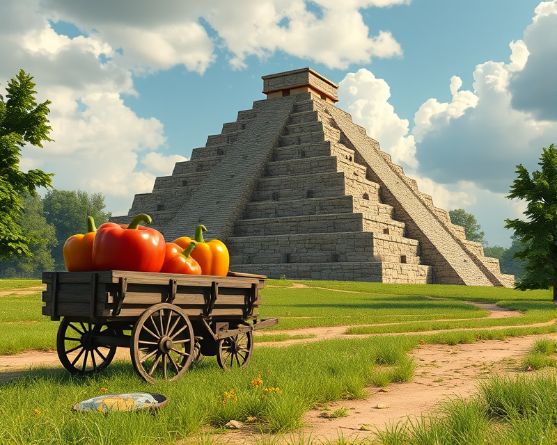 pyramid, bell pepper, wagon